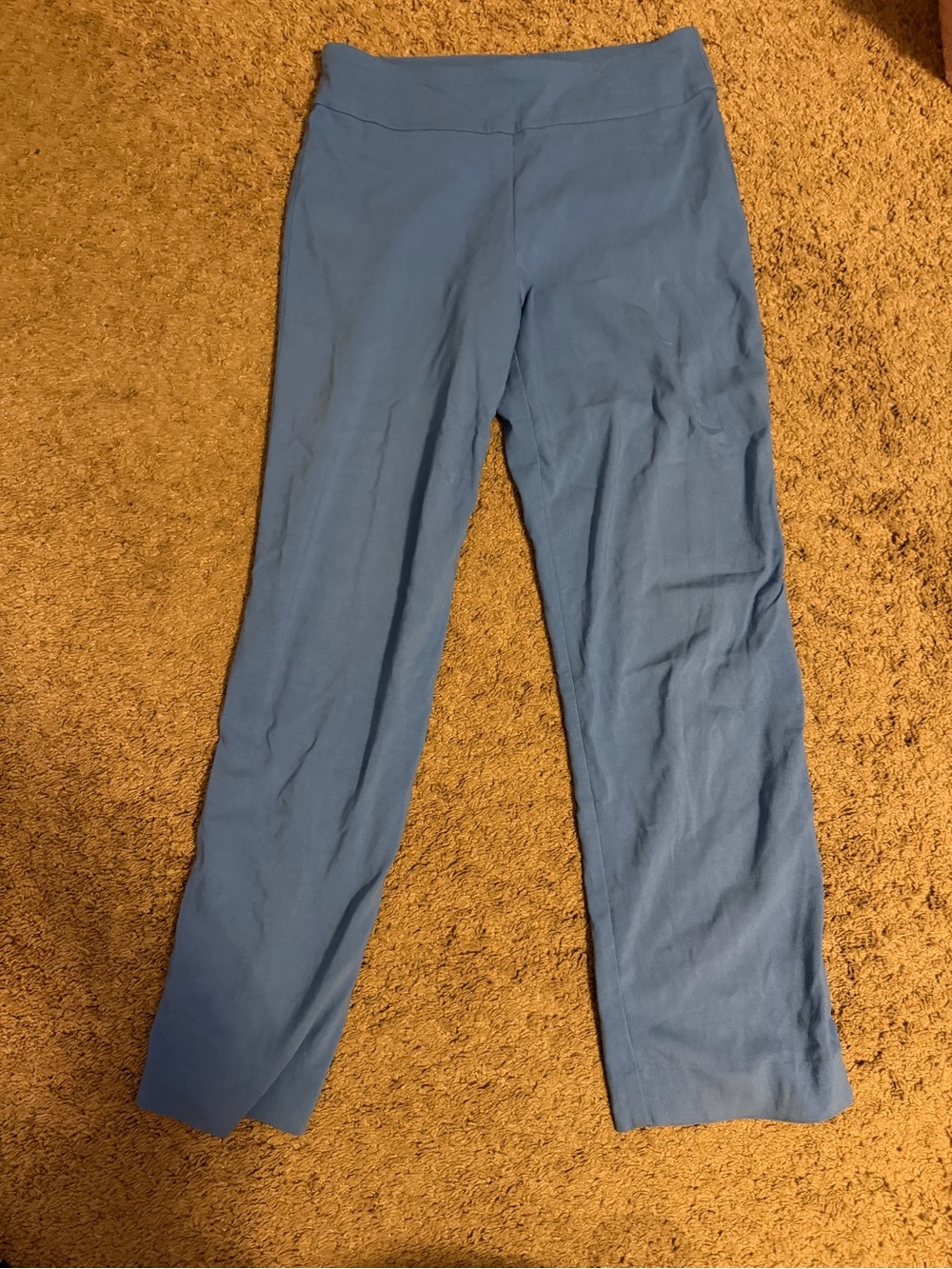 Blue Straight-Leg Knit Pants